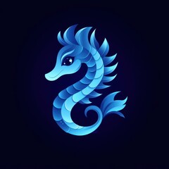 Fototapeta premium Colorful and whimsical seahorse illustration with vibrant blue tones and playful design
