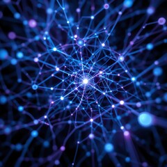 Fototapeta premium Intricate Neural Network: A close-up perspective captures a complex web of glowing lines and nodes, evoking the interconnectedness of the brain and the essence of innovation.