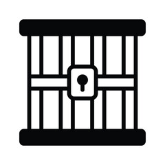 Trendy glyph icon of secure jail cell structure