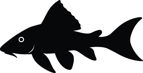 Silhouette pleco fish pet shop aquarium underwater vector illustrator