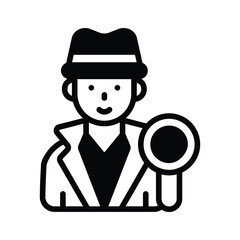 Trendy glyph icon of private detective with magnifier