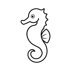 outline  illustration seahorse cartoon on white background © Monish