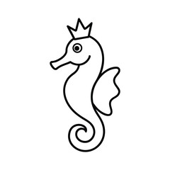 outline  illustration seahorse cartoon on white background
