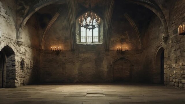 room of medieval castle with copy space