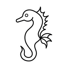 outline  illustration seahorse cartoon on white background