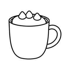 outline cup of hot chocolate with mar 
