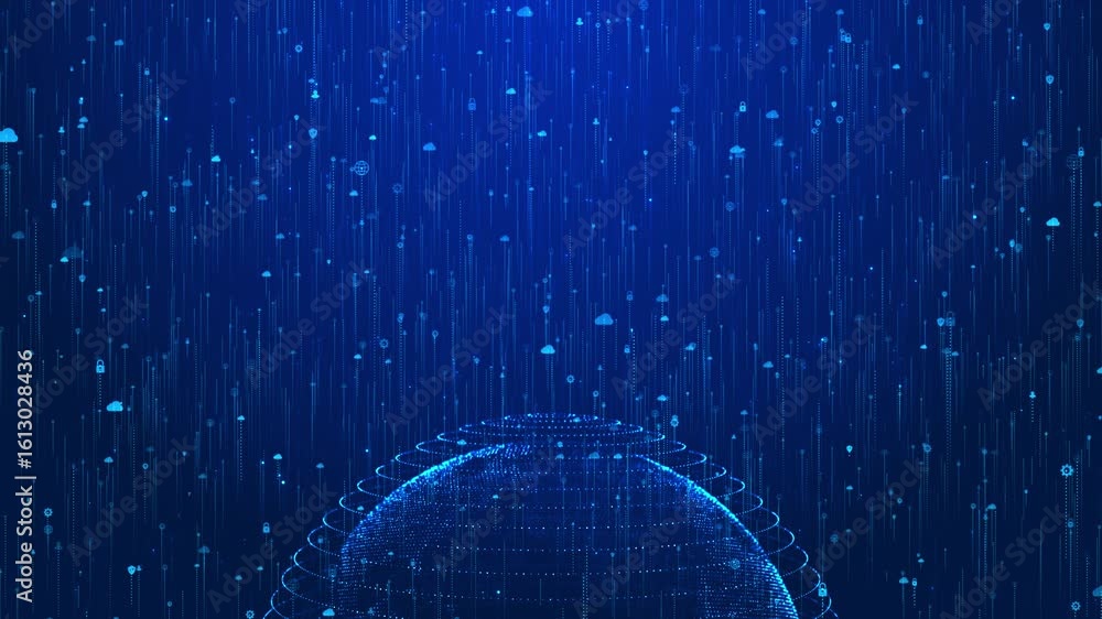 Aufkleber digital world map hologram cyberspace technology concept background. big data artificial intelligenc
