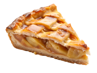 Piece of tasty apple pie isolated on white background PNG.AI Generated.