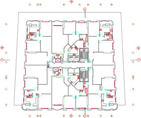 Vector sketch illustration silhouette drawing architectural engineering design site plan layout of high-rise hotel apartment building skyscraper with scale size 