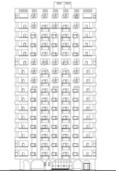 Vector sketch illustration silhouette drawing of architectural engineering design of high-rise apartment hotel building skyscraper with scale size 