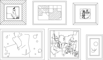 vector sketch illustration silhouette image design artwork painting on museum wall 