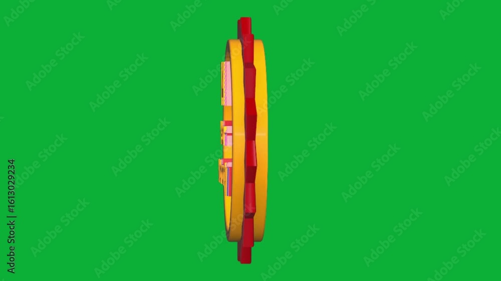 Poster 14 year warranty 3d text animation with smooth rotation on green screen background
