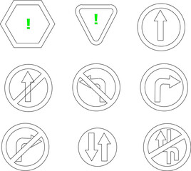 Vector sketch illustration silhouette image of sign design for road regulations 