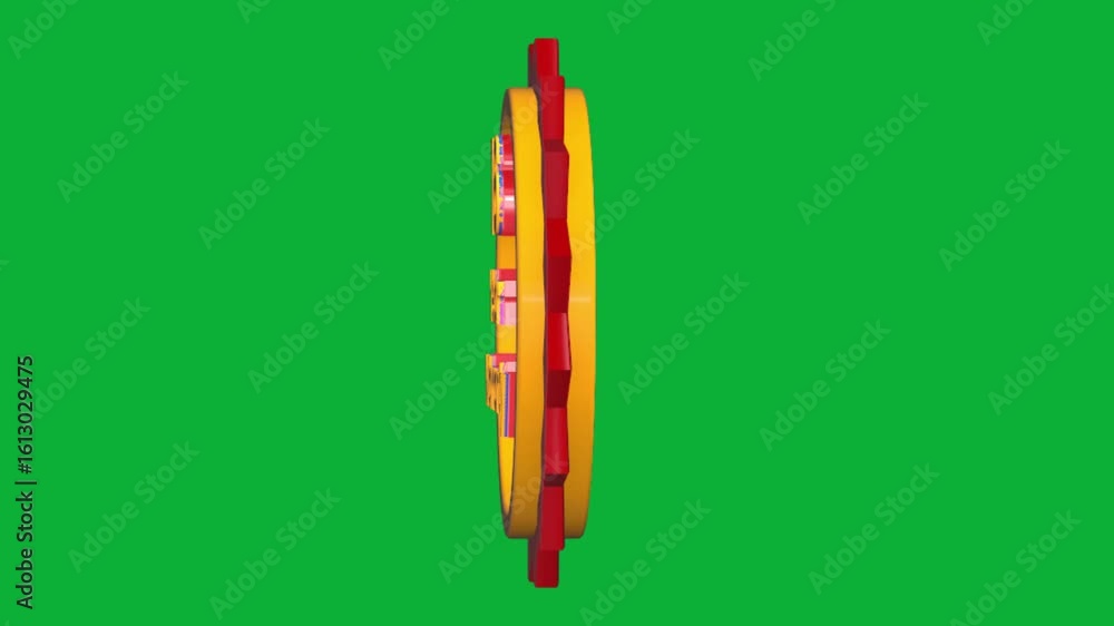 Poster 16 year warranty 3d text animation with smooth rotation on green screen background