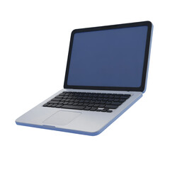 Modern laptop with blank screen isolated against dark background for digital usage concept design