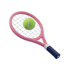 Tennis racket with ball isolated on white background for sports and games enthusiasts imagery