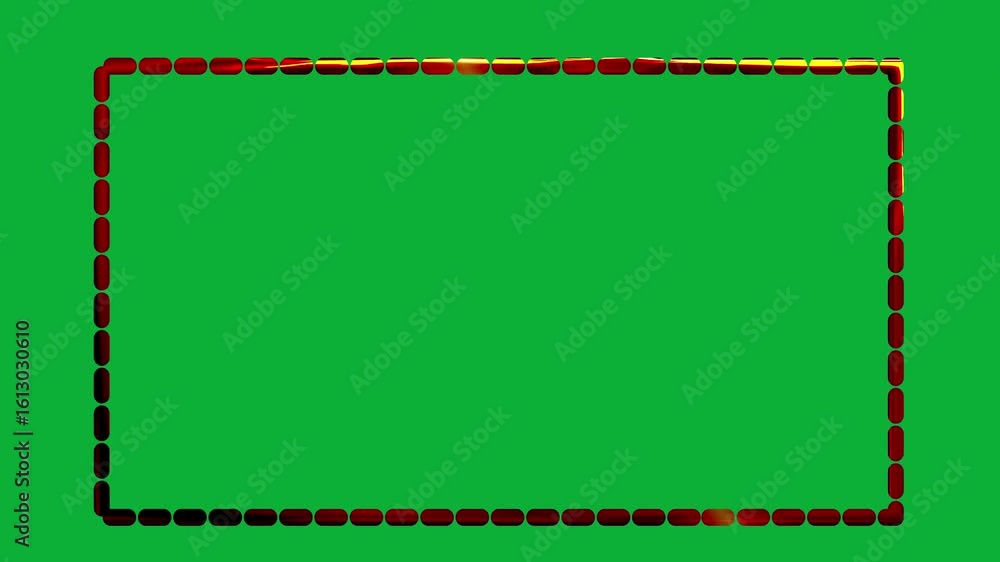 Poster golden 3d dotted rectangle shape shining and animation on green screen background for creative motio