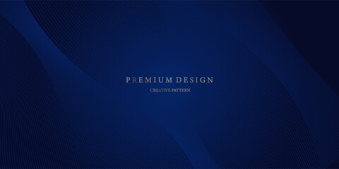 Premium background design with diagonal dark blue line pattern. Vector horizontal template for digital lux business banner, contemporary formal invitation, luxury voucher, prestigious gift certificate