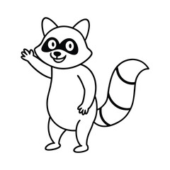  outline illustration cartoon raccoon 