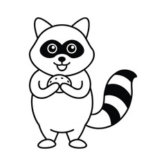  outline illustration cartoon raccoon 