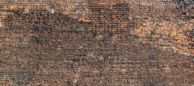 Old brick wall texture background. Brick blocks wall bg, ancient bricks fence, retro stonewall