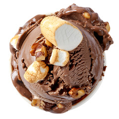 Decadent Chocolate Ice Cream Topped with Toasted Marshmallows and Nuts