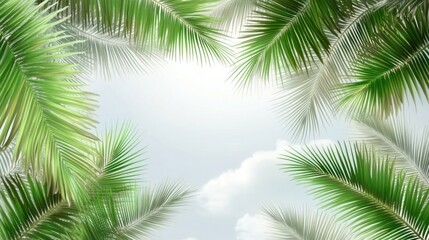 Naklejka premium Tropical coconut palm leaves tree for summer background on transparent PNG file