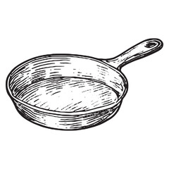 Vintage Hand-Drawn Camping Pan Sketch for Outdoor Cooking