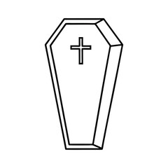 outline illustration coffin with cross
