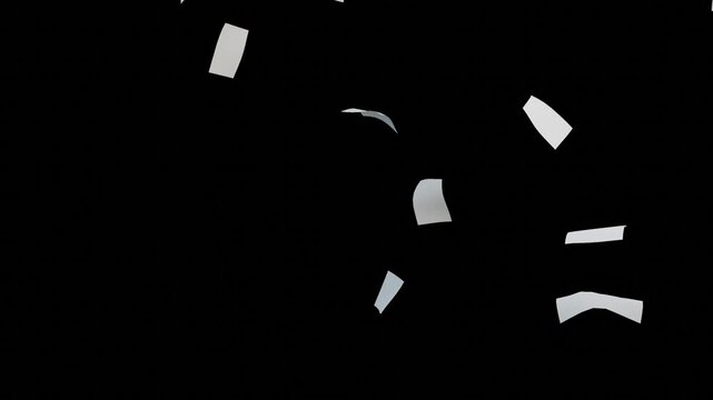 Multiple Paper Sheets Floating in Wind | Transparent Background