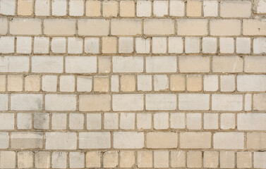 Old white brick wall texture background. Silicate brick blocks wall bg, ancient bricks fence