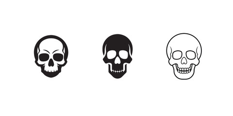 Skull with Human Silhouettes – Mortality, Identity, Contrast, AI Ethics, Digital Persona, Vector Icon