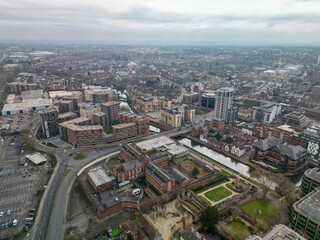 Aerial shot over Reading UK