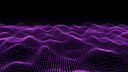 Purple digital waves on a black background - Powered by Adobe