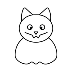 outline illustration cute jack o lantern cat cartoon
