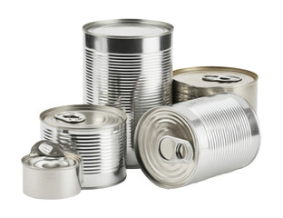 metal food cans isolated on white background.