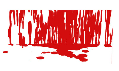 Intense blood drip splatter isolated on white for horror scenes
