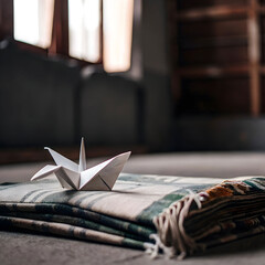 prayer mat folded like an origami bird peace th