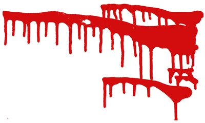 Horizontal red blood dripping for dramatic horror illustration