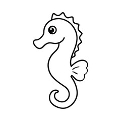 outline illustration cute seahorse cartoon