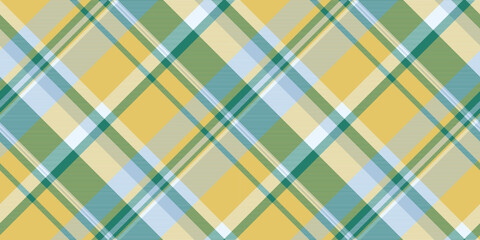 Vibrant diagonal plaid pattern in cheerful yellow, green, and blue hues.  Perfect for textile design, website backgrounds, or crafting projects.