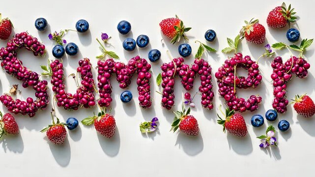 word summer from berries. Selective focus. nature.