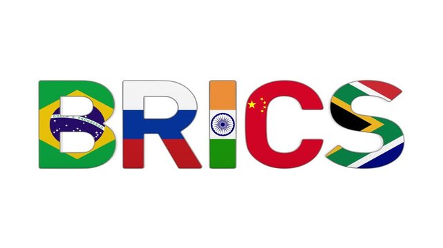 BRICS on white background. Isolated 3D illustration