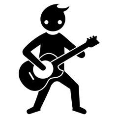 Minimalist Guitarist Vector – Artistic Performance & Musical Hobby Design


