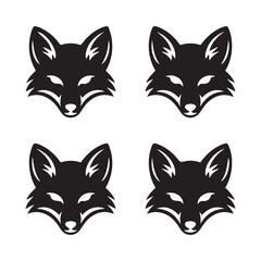 Fototapeta premium Fox Head Silhouettes in Profile and Frontal View – Wildlife Vector Icon Pack