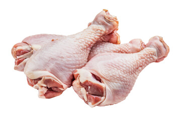 raw chicken drumsticks, isolated on white background.