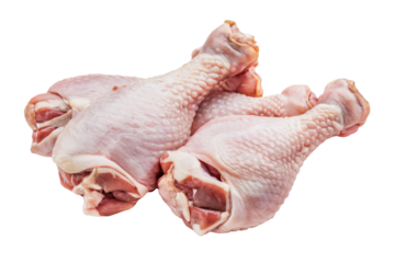 raw chicken drumsticks, isolated on white background.