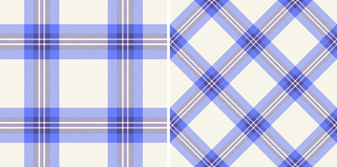Elegant pastel blue and white plaid patterns, perfect for textile design, website backgrounds, or stationery. Two variations offer versatile options for a sophisticated and modern aesthetic.