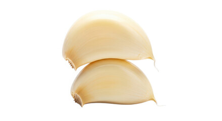 Fototapeta premium Ai generated image of two garlic cloves stacked on a white background