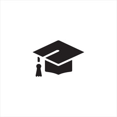 Black graduation cap with tassel icon on white background mortarboard academic cap
